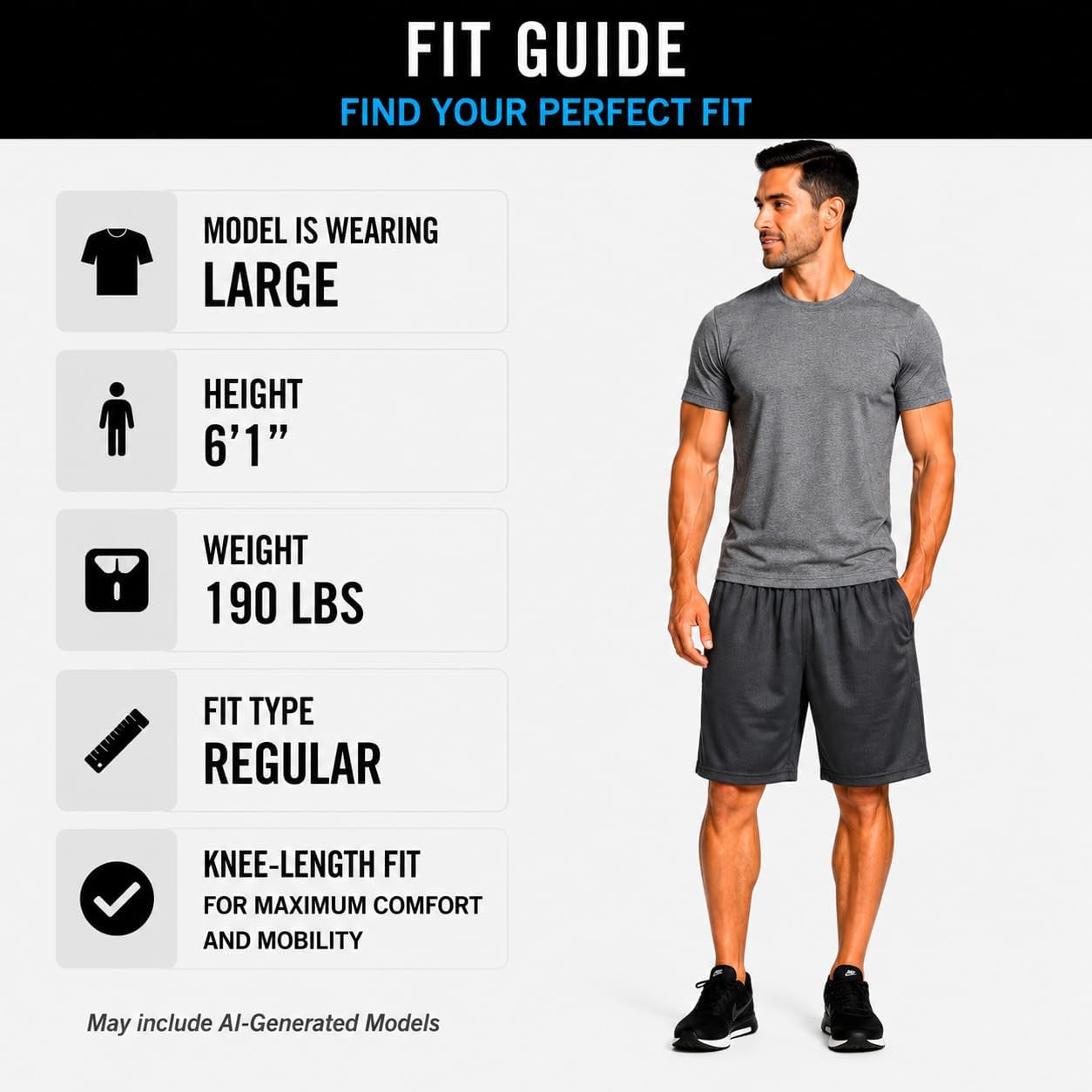 Mens 4 Pack Dry-Fit Athletic Performance Gym Shorts | Lightweight Moisture Wicking Fabric with a Breathable Elastic Waist, Built for Workouts, Running and Active Days, Pockets
