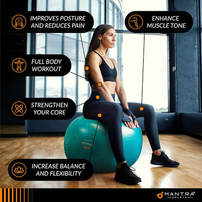 Exercise Ball – Yoga Ball for Pilates & Fitness - Birthing for Pregnancy, Stability, Core, Balance, Therapy for Physical Rehab, Workout for Home Gym & Office Chair, Fast Pump Included