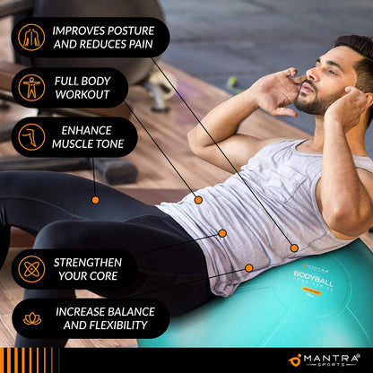 Exercise Ball – Yoga Ball for Pilates & Fitness - Birthing for Pregnancy, Stability, Core, Balance, Therapy for Physical Rehab, Workout for Home Gym & Office Chair, Fast Pump Included